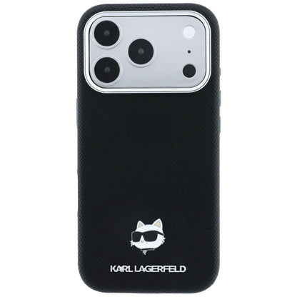 Coque MagSafe pour Apple iPhone 18 Pro Max / 17 Pro Max, Karl Lagerfeld, Grained Choupette Head Metal, noire