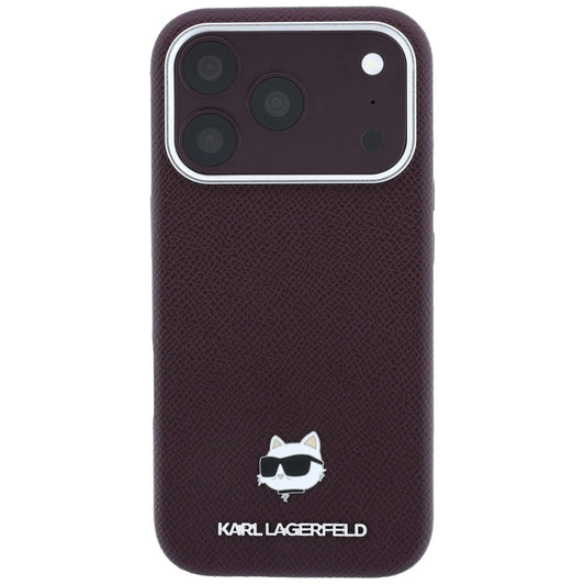 MagSafe-hoes voor Apple iPhone 18 Pro Max / 17 Pro Max, Karl Lagerfeld, Gegranuleerd Choupette Hoofd, Wijnrood
