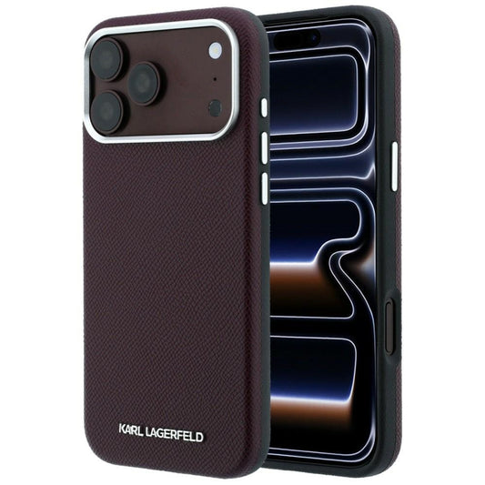 MagSafe-Hülle für Apple iPhone 18 Pro Max / 17 Pro Max, Karl Lagerfeld, genarbtes längliches Logo, Weinrot