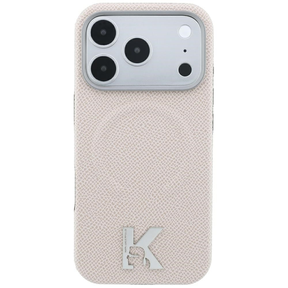 MagSafe-hoes voor Apple iPhone 18 Pro Max / 17 Pro Max, Karl Lagerfeld, Gegranuleerd Geëmbossed Ring, Beige