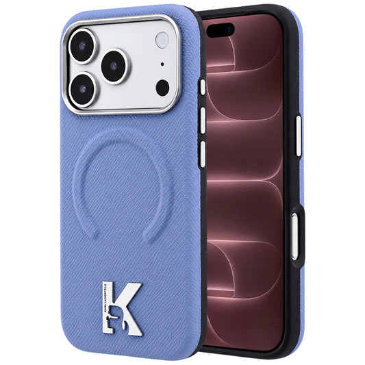 MagSafe-hoesje voor Apple iPhone 18 Pro Max / 17 Pro Max, Karl Lagerfeld, Gegranuleerd Geëmbossed Ring, Blauw