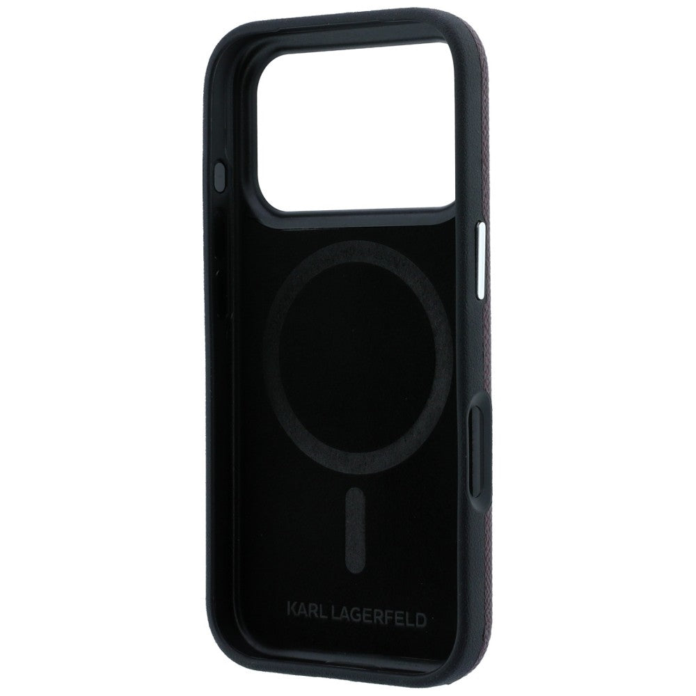 Coque MagSafe pour Apple iPhone 18 Pro Max / 17 Pro Max, Karl Lagerfeld, Grained KC Heads, Bordeaux
