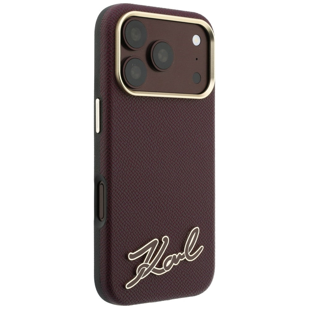 MagSafe-hoes voor Apple iPhone 18 Pro Max / 17 Pro Max, Karl Lagerfeld, Gegranuleerd Resin Sign Logo, Bordeaux
