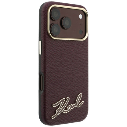 MagSafe-hoes voor Apple iPhone 18 Pro Max / 17 Pro Max, Karl Lagerfeld, Gegranuleerd Resin Sign Logo, Bordeaux