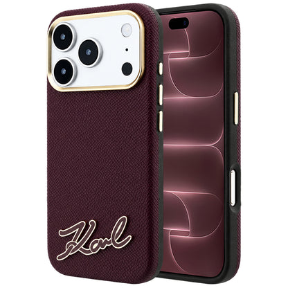 MagSafe-hoes voor Apple iPhone 18 Pro Max / 17 Pro Max, Karl Lagerfeld, Gegranuleerd Resin Sign Logo, Bordeaux