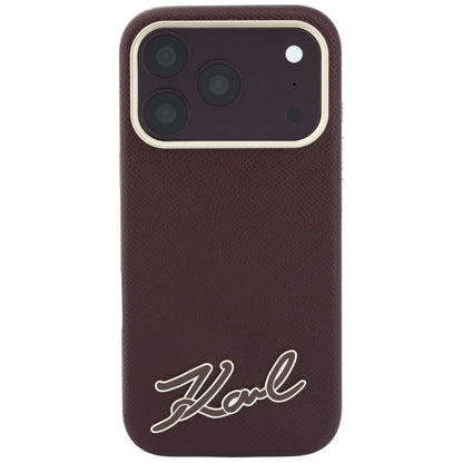 MagSafe-hoes voor Apple iPhone 18 Pro Max / 17 Pro Max, Karl Lagerfeld, Gegranuleerd Resin Sign Logo, Bordeaux