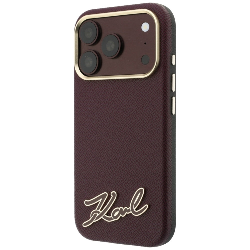 MagSafe-hoes voor Apple iPhone 18 Pro Max / 17 Pro Max, Karl Lagerfeld, Gegranuleerd Resin Sign Logo, Bordeaux
