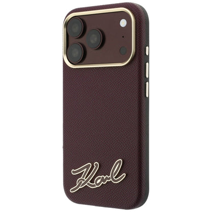 MagSafe-hoes voor Apple iPhone 18 Pro Max / 17 Pro Max, Karl Lagerfeld, Gegranuleerd Resin Sign Logo, Bordeaux