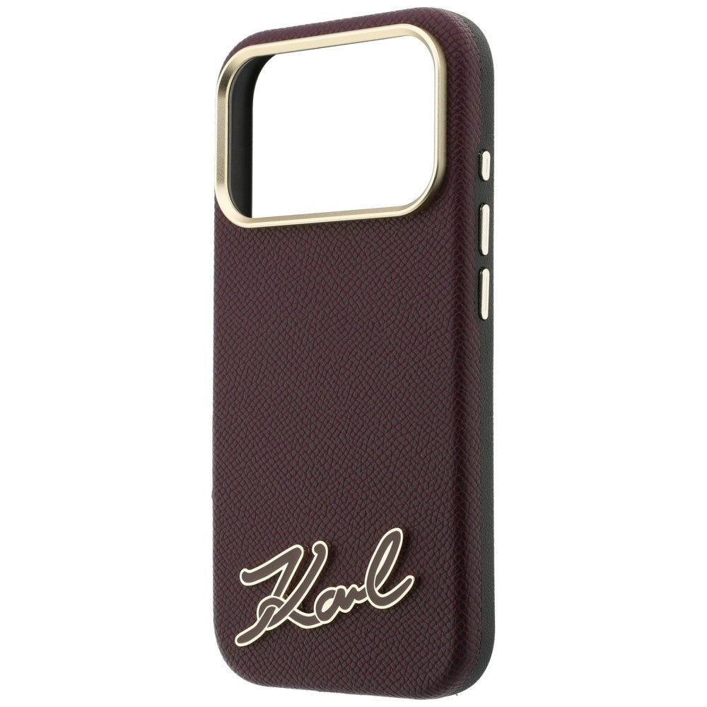MagSafe-hoes voor Apple iPhone 18 Pro Max / 17 Pro Max, Karl Lagerfeld, Gegranuleerd Resin Sign Logo, Bordeaux