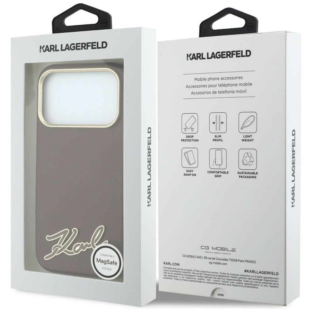 MagSafe-hoes voor Apple iPhone 18 Pro Max / 17 Pro Max, Karl Lagerfeld, Gegranuleerd Resin Sign Logo, Bordeaux