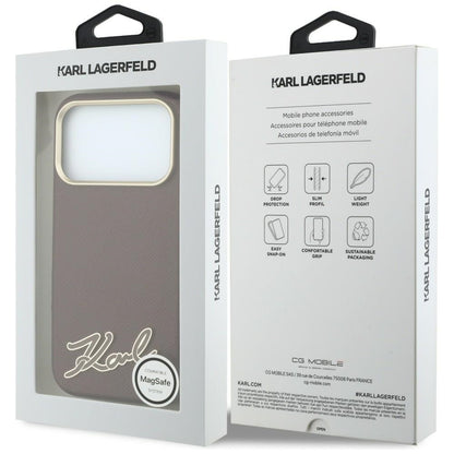 MagSafe-hoes voor Apple iPhone 18 Pro Max / 17 Pro Max, Karl Lagerfeld, Gegranuleerd Resin Sign Logo, Bordeaux