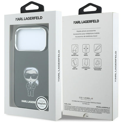 Coque MagSafe pour Apple iPhone 18 Pro Max / 17 Pro Max, Karl Lagerfeld, HC IML Ikonik Sketch Print, Noire