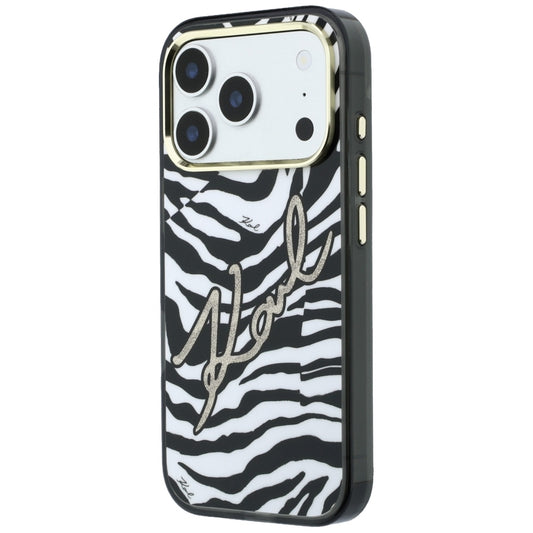 MagSafe-Hülle für Apple iPhone 18 Pro Max / 17 Pro Max, Karl Lagerfeld, HC IML Signature Zebra Glitter Gold, Schwarz