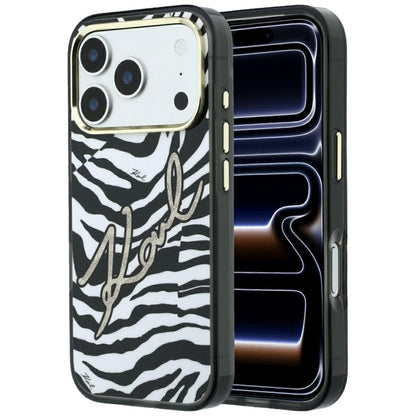 MagSafe-Hülle für Apple iPhone 18 Pro Max / 17 Pro Max, Karl Lagerfeld, HC IML Signature Zebra Glitter Gold, Schwarz
