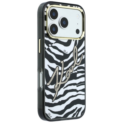 MagSafe-Hülle für Apple iPhone 18 Pro Max / 17 Pro Max, Karl Lagerfeld, HC IML Signature Zebra Glitter Gold, Schwarz