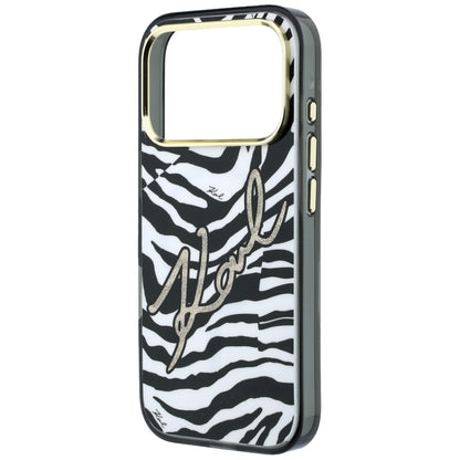 MagSafe-Hülle für Apple iPhone 18 Pro Max / 17 Pro Max, Karl Lagerfeld, HC IML Signature Zebra Glitter Gold, Schwarz