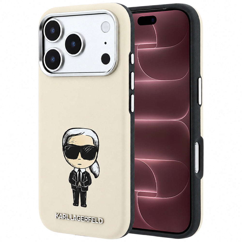 MagSafe-Hülle für Apple iPhone 18 Pro Max / 17 Pro Max, Karl Lagerfeld, Ikonik Sketch, Beige