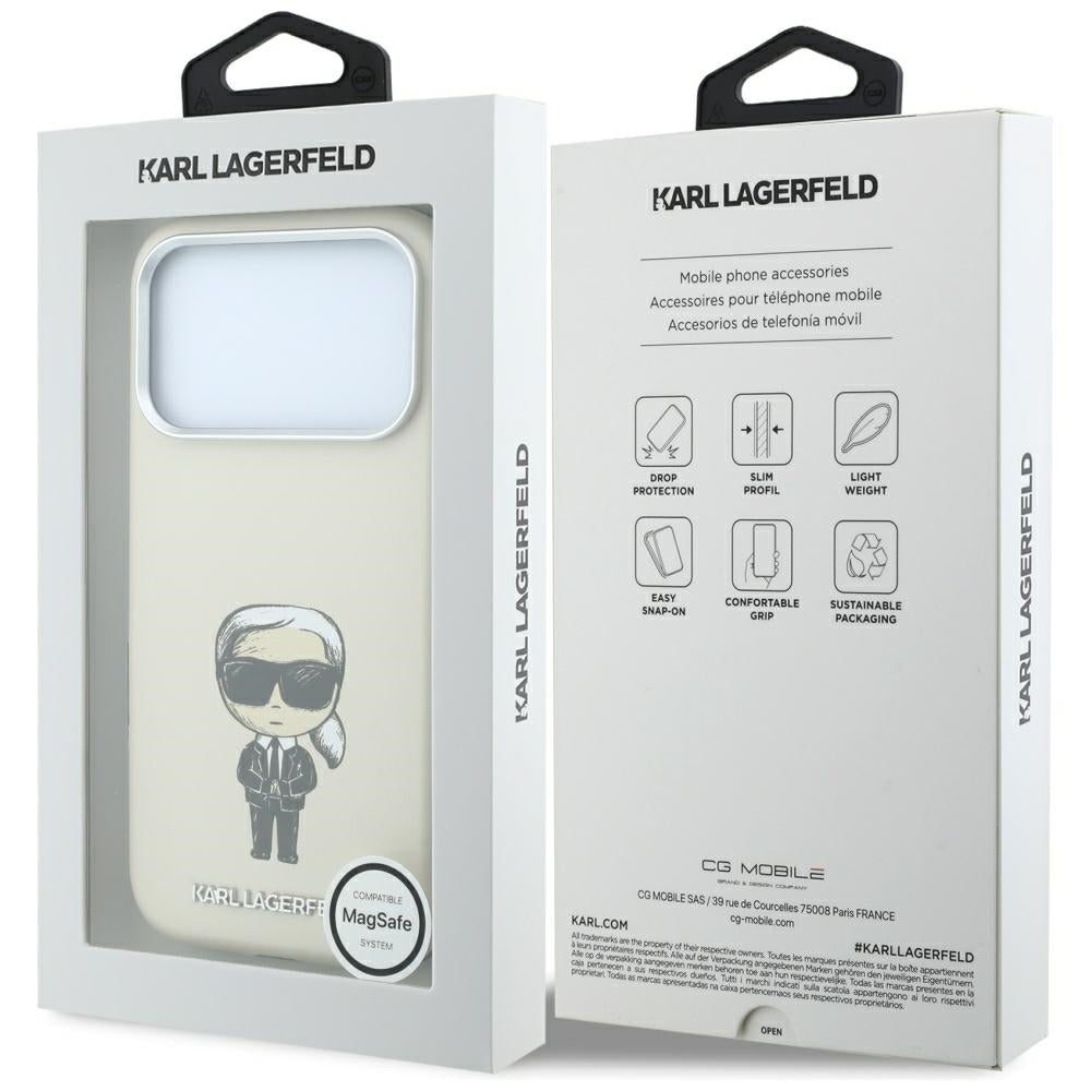 MagSafe-Hülle für Apple iPhone 18 Pro Max / 17 Pro Max, Karl Lagerfeld, Ikonik Sketch, Beige