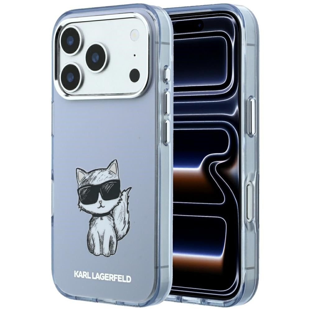 MagSafe-hoes voor Apple iPhone 18 Pro Max / 17 Pro Max, Karl Lagerfeld, IML Choupette Body Sketch Print, Blauw