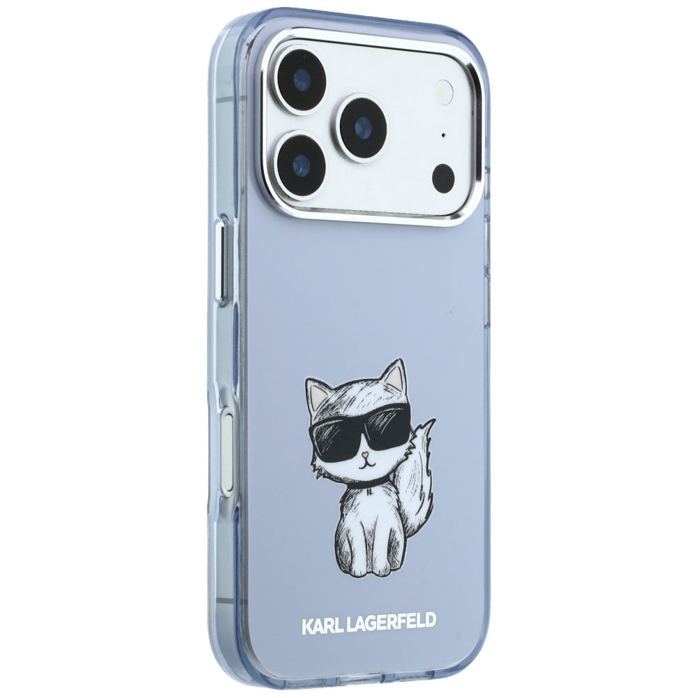 MagSafe-hoes voor Apple iPhone 18 Pro Max / 17 Pro Max, Karl Lagerfeld, IML Choupette Body Sketch Print, Blauw