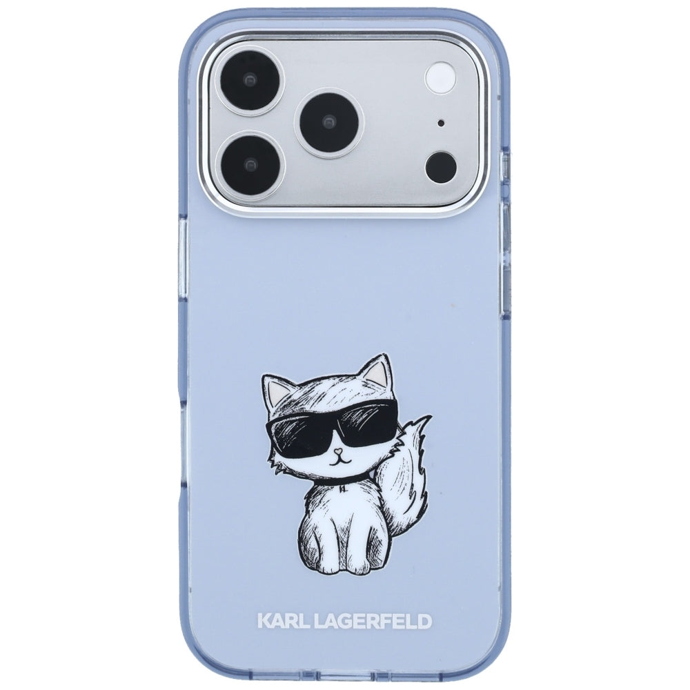 MagSafe-hoes voor Apple iPhone 18 Pro Max / 17 Pro Max, Karl Lagerfeld, IML Choupette Body Sketch Print, Blauw