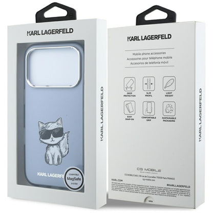 MagSafe-hoes voor Apple iPhone 18 Pro Max / 17 Pro Max, Karl Lagerfeld, IML Choupette Body Sketch Print, Blauw