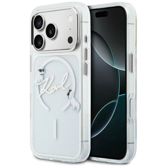 MagSafe-hoes voor Apple iPhone 18 Pro Max / 17 Pro Max, Karl Lagerfeld, IML Choupette Karl Script Logo, Transparant