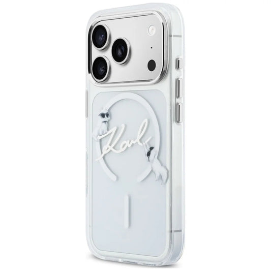 MagSafe-hoes voor Apple iPhone 18 Pro Max / 17 Pro Max, Karl Lagerfeld, IML Choupette Karl Script Logo, Transparant