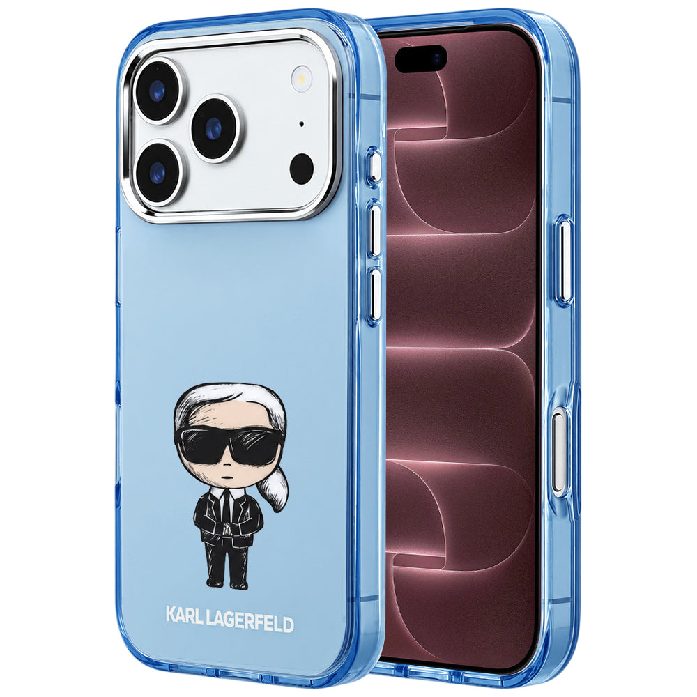 MagSafe-Hülle für Apple iPhone 18 Pro Max / 17 Pro Max, Karl Lagerfeld, IML Ikonik Sketch Print, Blau