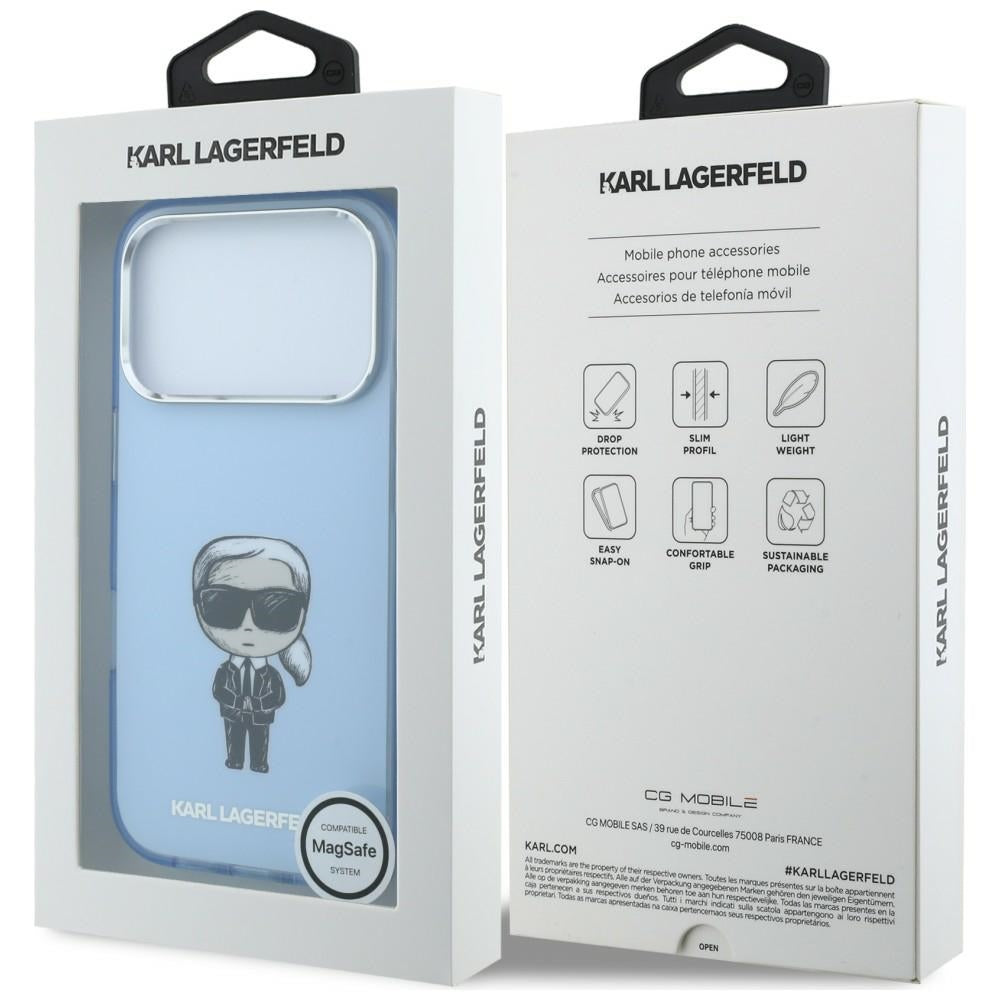 MagSafe-Hülle für Apple iPhone 18 Pro Max / 17 Pro Max, Karl Lagerfeld, IML Ikonik Sketch Print, Blau