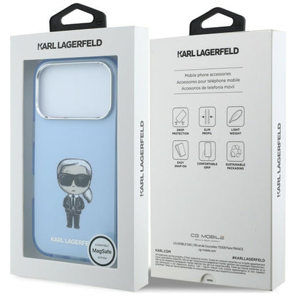MagSafe-Hülle für Apple iPhone 18 Pro Max / 17 Pro Max, Karl Lagerfeld, IML Ikonik Sketch Print, Blau