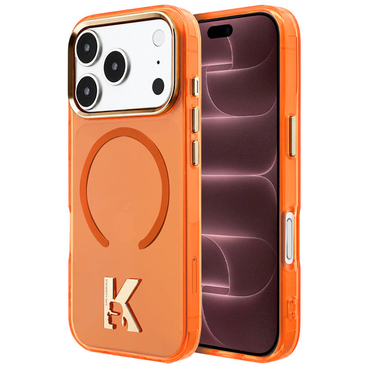 Coque MagSafe pour Apple iPhone 18 Pro Max / 17 Pro Max, Karl Lagerfeld, logo IML Karl Head, orange
