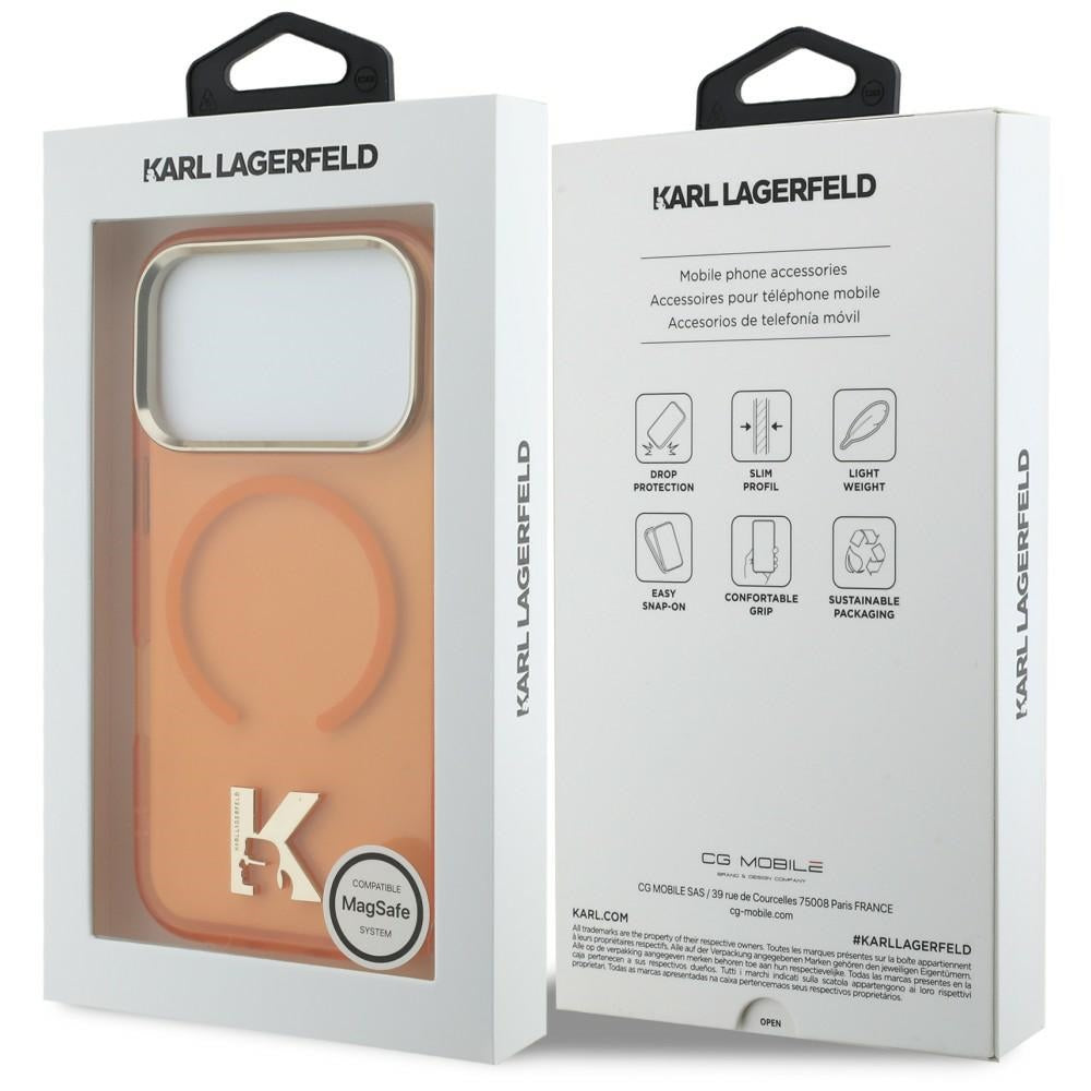 MagSafe-Hülle für Apple iPhone 18 Pro Max / 17 Pro Max, Karl Lagerfeld, IML Karl Head Logo, Orange