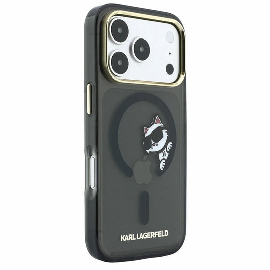 Coque MagSafe pour Apple iPhone 18 Pro Max / 17 Pro Max, Karl Lagerfeld, IML Peekaboo Print et Cadre Métallique, Noire
