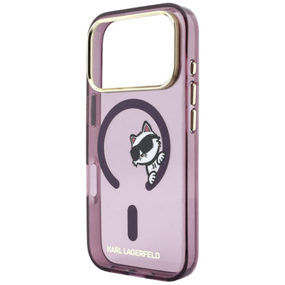 Coque MagSafe pour Apple iPhone 18 Pro Max / 17 Pro Max, Karl Lagerfeld, IML Peekaboo Print et Cadre Métallique, Bordeaux