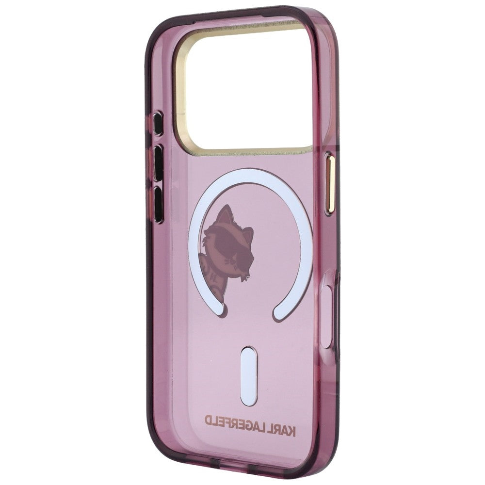 Coque MagSafe pour Apple iPhone 18 Pro Max / 17 Pro Max, Karl Lagerfeld, IML Peekaboo Print et Cadre Métallique, Bordeaux