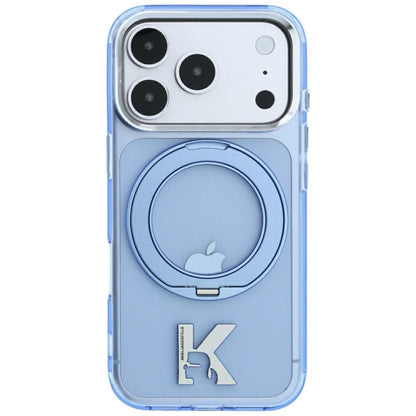 Coque MagSafe pour Apple iPhone 18 Pro Max / 17 Pro Max, Karl Lagerfeld, Support Anneau IML Kameo Métal, Bleue