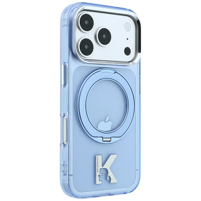Coque MagSafe pour Apple iPhone 18 Pro Max / 17 Pro Max, Karl Lagerfeld, Support Anneau IML Kameo Métal, Bleue