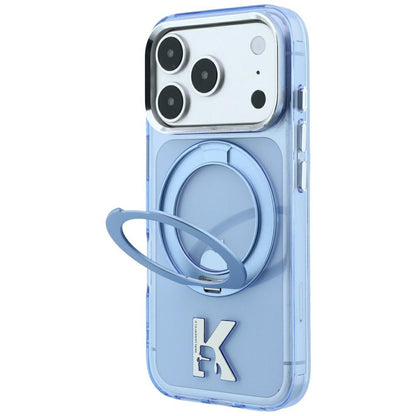 Coque MagSafe pour Apple iPhone 18 Pro Max / 17 Pro Max, Karl Lagerfeld, Support Anneau IML Kameo Métal, Bleue