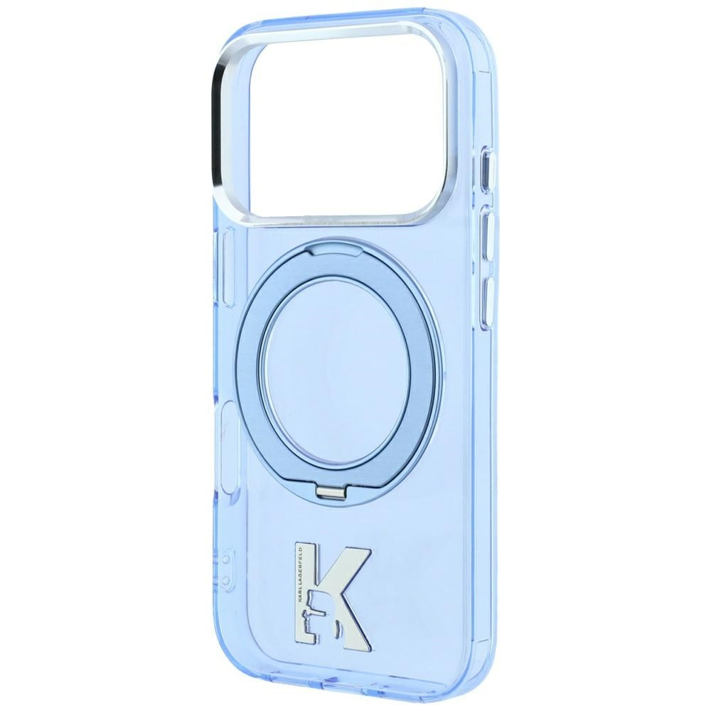 Coque MagSafe pour Apple iPhone 18 Pro Max / 17 Pro Max, Karl Lagerfeld, Support Anneau IML Kameo Métal, Bleue