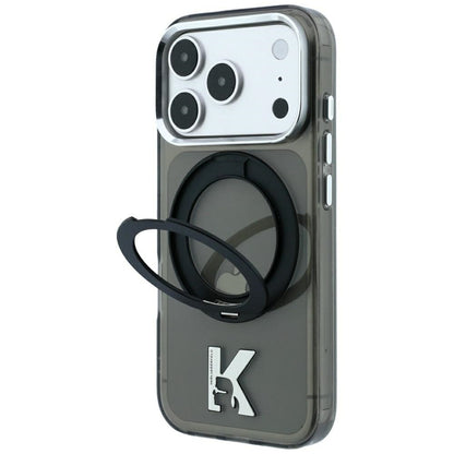 MagSafe-Hülle für Apple iPhone 18 Pro Max / 17 Pro Max, Karl Lagerfeld, IML Ring Stand Kameo Metall, Schwarz
