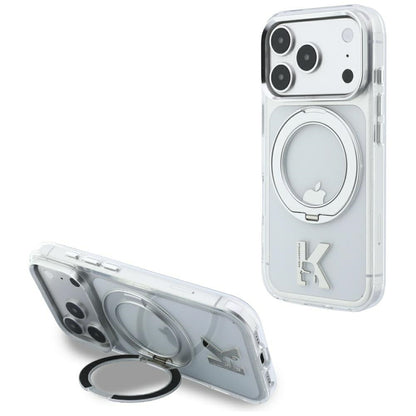 MagSafe-hoes voor Apple iPhone 18 Pro Max / 17 Pro Max, Karl Lagerfeld, IML Ring Stand Kameo Metaal, Transparant