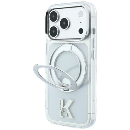 MagSafe-hoes voor Apple iPhone 18 Pro Max / 17 Pro Max, Karl Lagerfeld, IML Ring Stand Kameo Metaal, Transparant