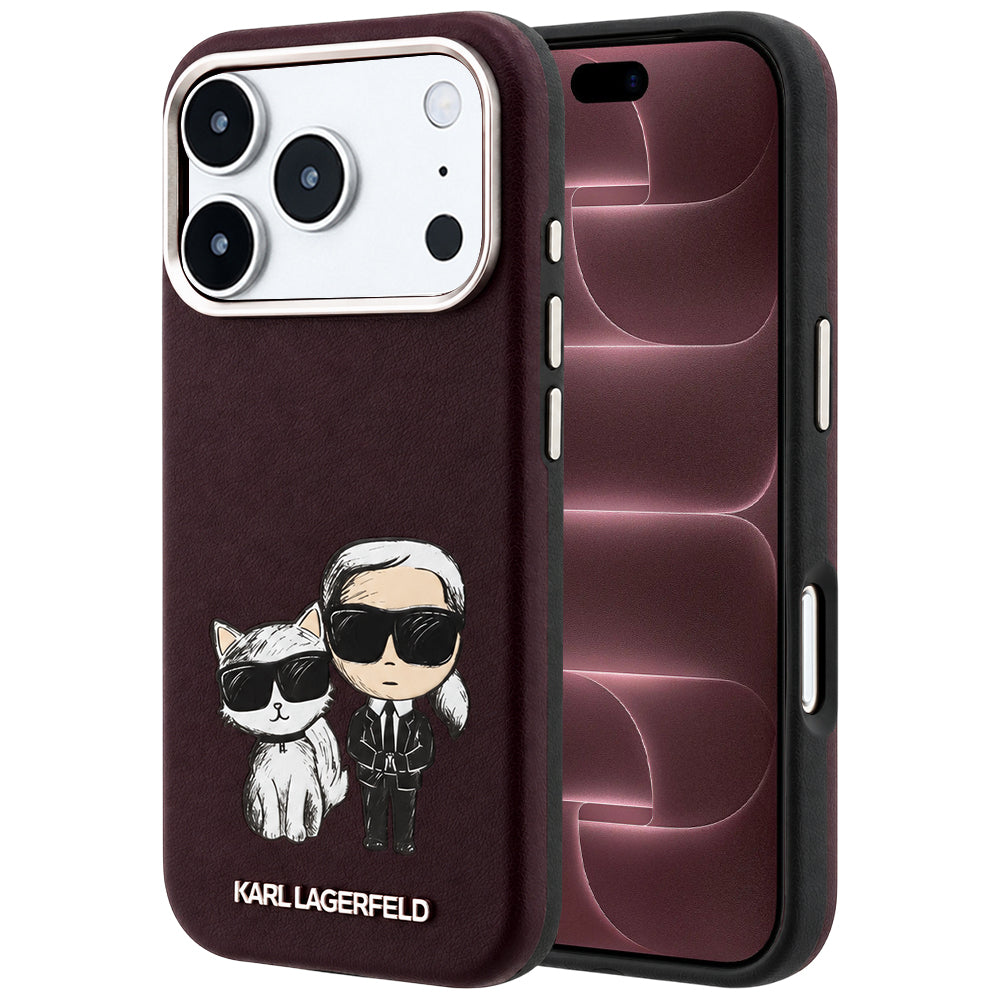 Coque MagSafe pour Apple iPhone 18 Pro Max / 17 Pro Max, Karl Lagerfeld, KC Bodies Sketch, Bordeaux