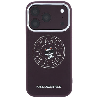 Coque MagSafe pour Apple iPhone 18 Pro Max / 17 Pro Max, Karl Lagerfeld, Point and Choupette Sketch, Bordeaux