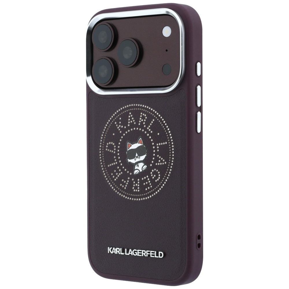 Coque MagSafe pour Apple iPhone 18 Pro Max / 17 Pro Max, Karl Lagerfeld, Point and Choupette Sketch, Bordeaux