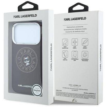 Coque MagSafe pour Apple iPhone 18 Pro Max / 17 Pro Max, Karl Lagerfeld, Point and Choupette Sketch, Bordeaux