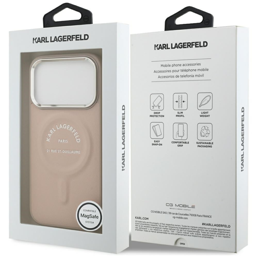MagSafe-hoesje voor Apple iPhone 18 Pro Max / 17 Pro Max, Karl Lagerfeld, Ring Karl RSG Logo, Roze
