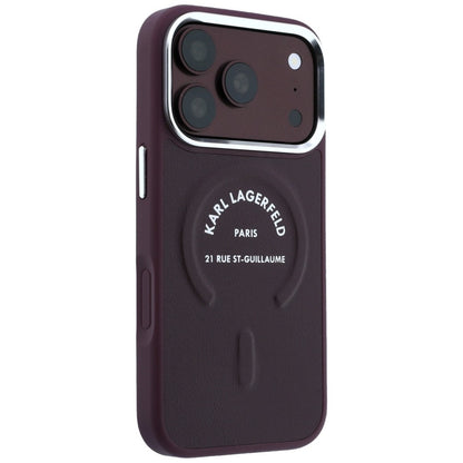 Coque MagSafe pour Apple iPhone 18 Pro Max / 17 Pro Max, Karl Lagerfeld, Anneau Logo Karl RSG, Bordeaux