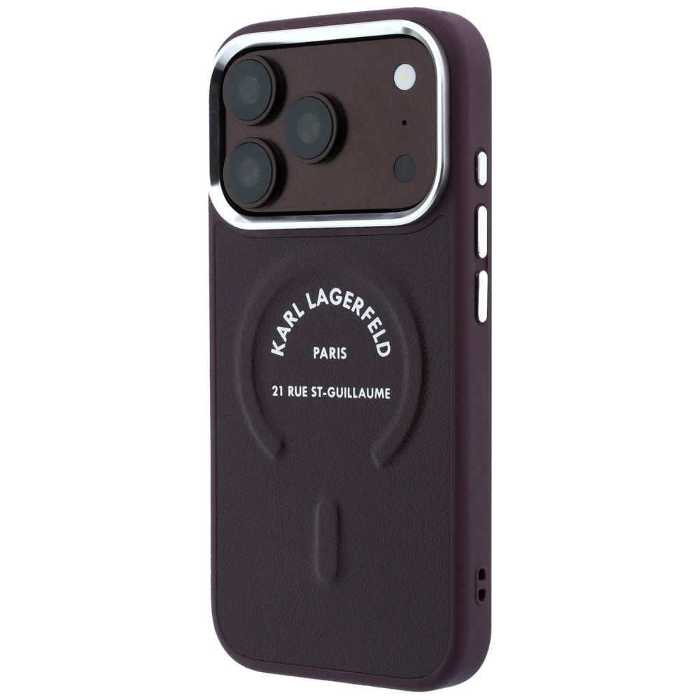 Coque MagSafe pour Apple iPhone 18 Pro Max / 17 Pro Max, Karl Lagerfeld, Anneau Logo Karl RSG, Bordeaux